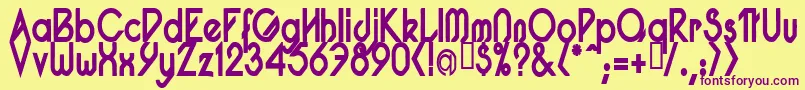 PacotillNarrowBod-Schriftart – Violette Schriften auf gelbem Hintergrund