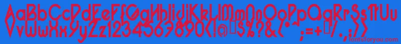 PacotillNarrowBod Font – Red Fonts on Blue Background