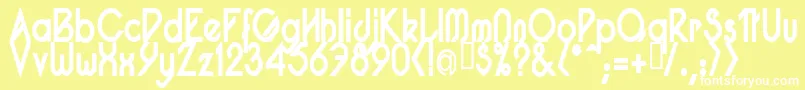 Шрифт PacotillNarrowBod – белые шрифты на жёлтом фоне