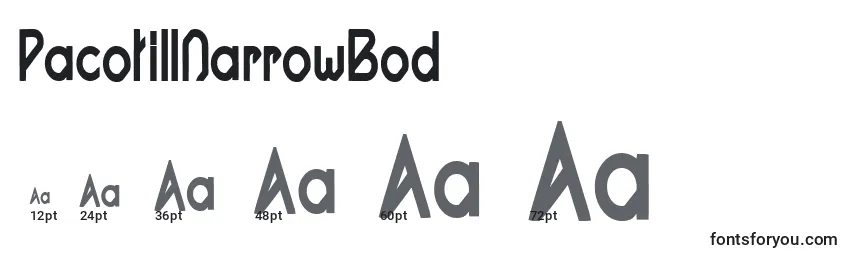 PacotillNarrowBod Font Sizes