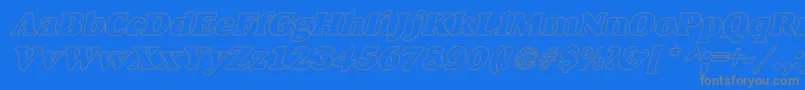 AlexussHeavyHollIItalic Font – Gray Fonts on Blue Background