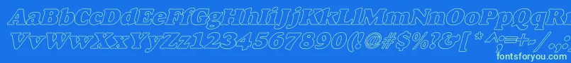 AlexussHeavyHollIItalic-Schriftart – Grüne Schriften auf blauem Hintergrund