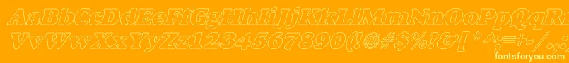Czcionka AlexussHeavyHollIItalic – żółte czcionki na pomarańczowym tle