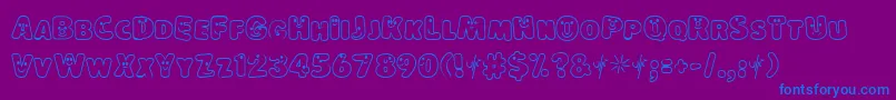 フォントLokinderschriftHell – 紫色の背景に青い文字
