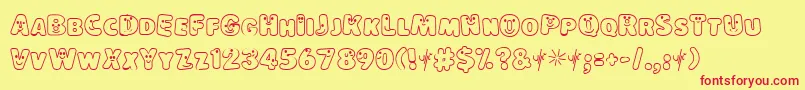 LokinderschriftHell Font – Red Fonts on Yellow Background