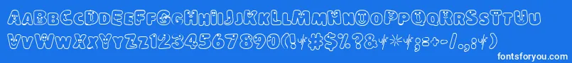 フォントLokinderschriftHell – 青い背景に白い文字