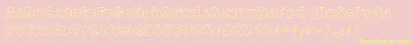LokinderschriftHell-fontti – keltaiset fontit vaaleanpunaisella taustalla