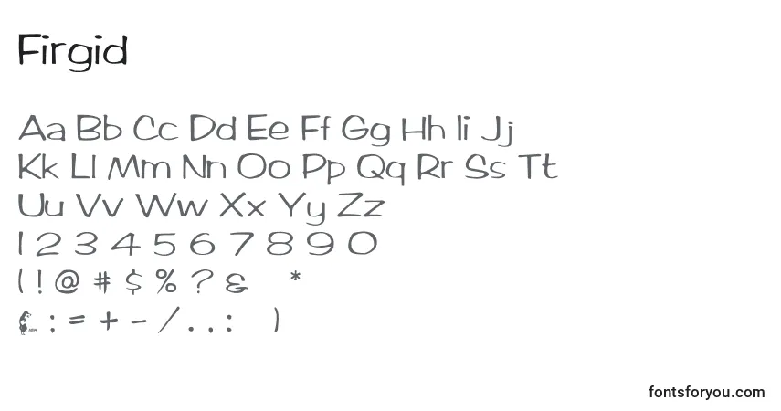 A fonte Firgid – alfabeto, números, caracteres especiais