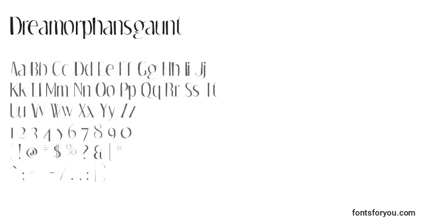A fonte Dreamorphansgaunt – alfabeto, números, caracteres especiais