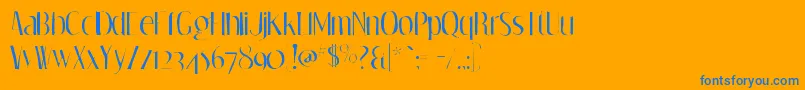 Dreamorphansgaunt-Schriftart – Blaue Schriften auf orangefarbenem Hintergrund