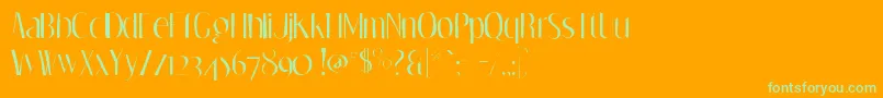 Dreamorphansgaunt-Schriftart – Grüne Schriften auf orangefarbenem Hintergrund