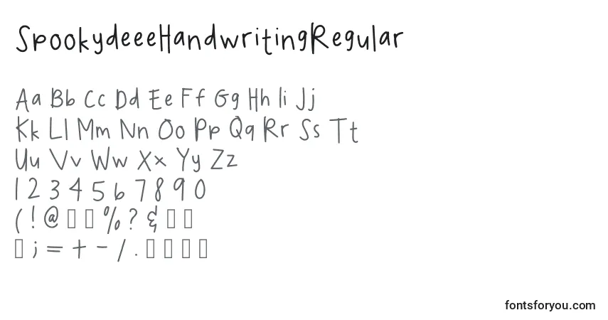 Czcionka SpookydeeeHandwritingRegular – alfabet, cyfry, specjalne znaki