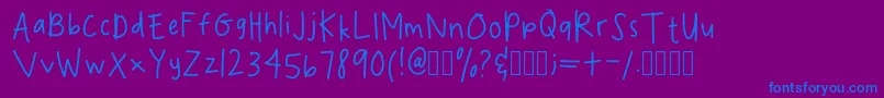 SpookydeeeHandwritingRegular Font – Blue Fonts on Purple Background