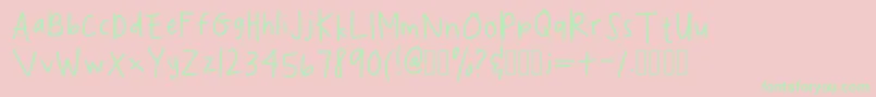 SpookydeeeHandwritingRegular Font – Green Fonts on Pink Background