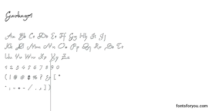 Schriftart Garbage1 – Alphabet, Zahlen, spezielle Symbole