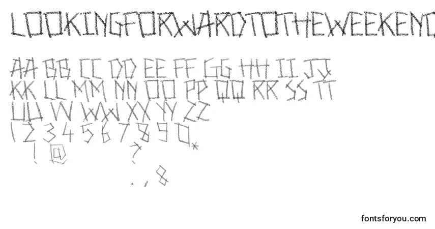 Czcionka LookingForwardToTheWeekend – alfabet, cyfry, specjalne znaki