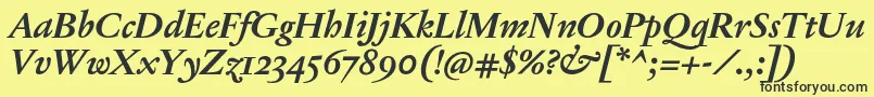 JannonTModerneProBoldItalic Font – Black Fonts on Yellow Background