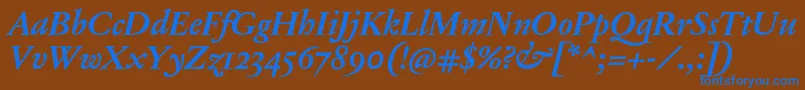 JannonTModerneProBoldItalic Font – Blue Fonts on Brown Background