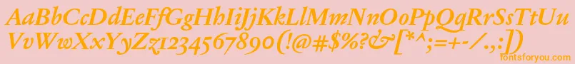 JannonTModerneProBoldItalic Font – Orange Fonts on Pink Background