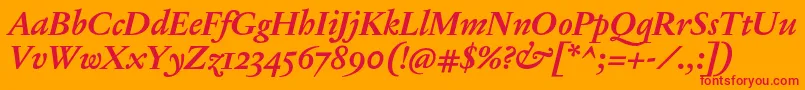 JannonTModerneProBoldItalic Font – Red Fonts on Orange Background