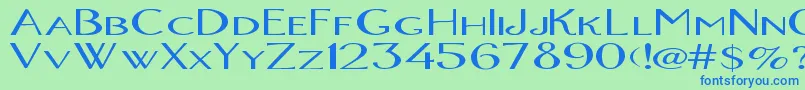 OrlandoBold-fontti – siniset fontit vihreällä taustalla