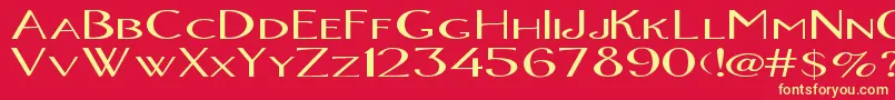 OrlandoBold-fontti – keltaiset fontit punaisella taustalla