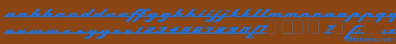フォントTopSpeedHeavy – 茶色の背景に青い文字
