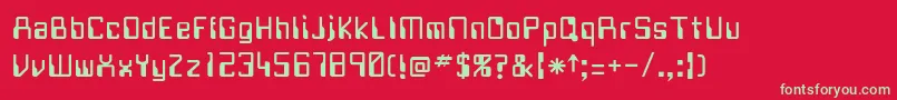 フォントJustov – 赤い背景に緑の文字