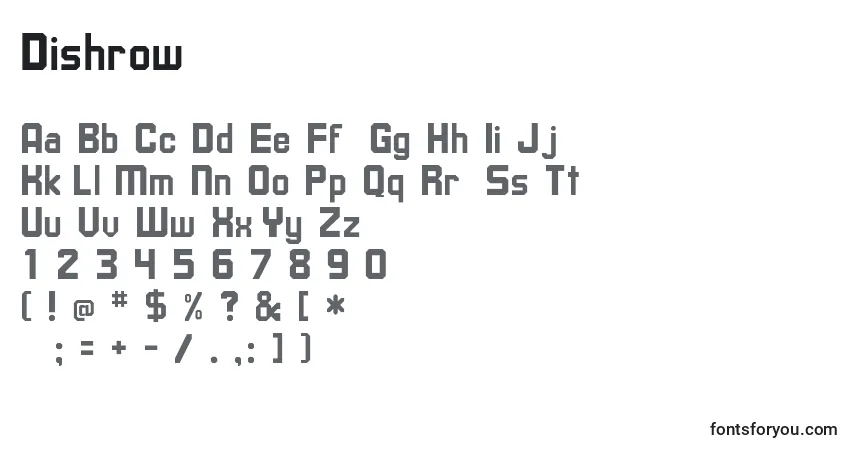 Dishrow-fontti – aakkoset, numerot, erikoismerkit