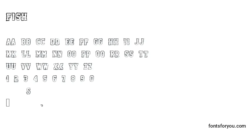 Czcionka Fish – alfabet, cyfry, specjalne znaki