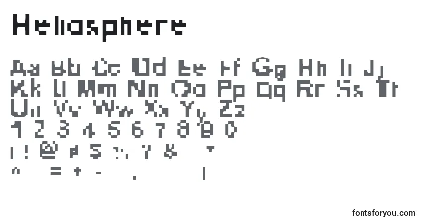 A fonte Heliosphere – alfabeto, números, caracteres especiais