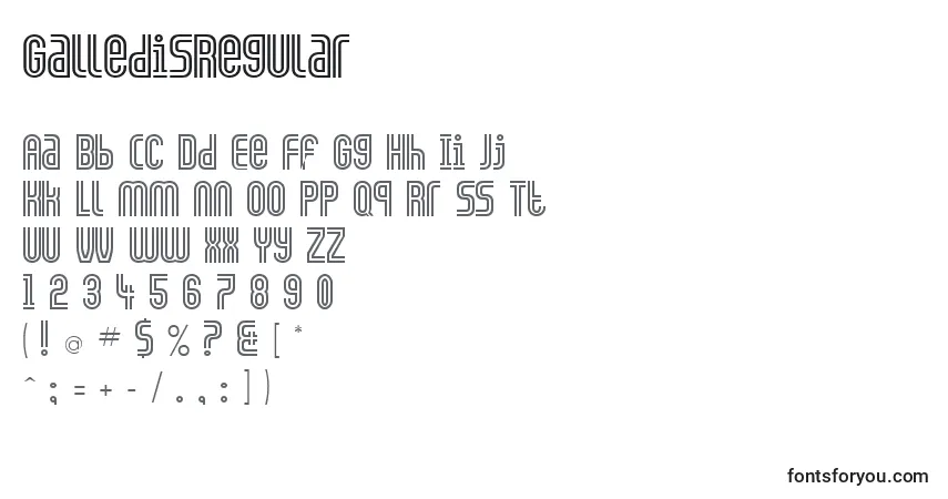 Czcionka GalledisRegular – alfabet, cyfry, specjalne znaki
