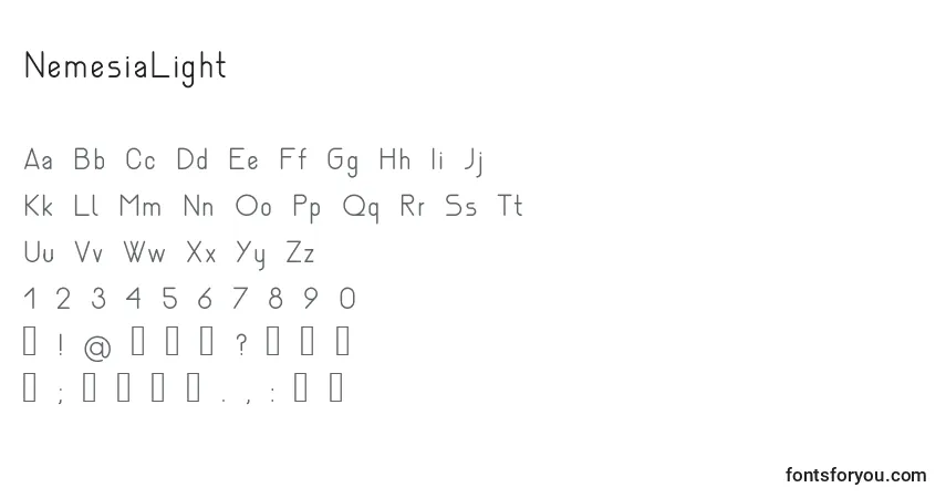 Czcionka NemesiaLight – alfabet, cyfry, specjalne znaki