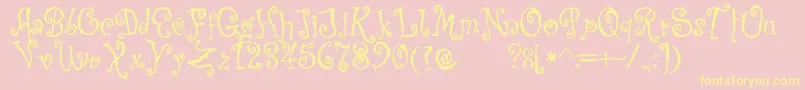 Coprsscript-Schriftart – Gelbe Schriften auf rosa Hintergrund