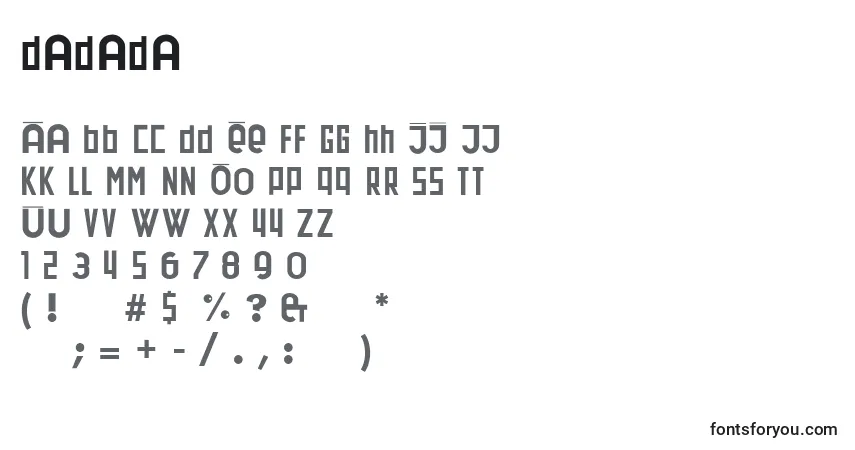 A fonte Dadada – alfabeto, números, caracteres especiais