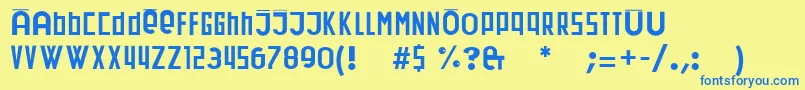 フォントDadada – 青い文字が黄色の背景にあります。