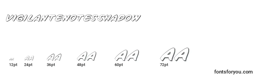 Размеры шрифта VigilanteNotesShadow