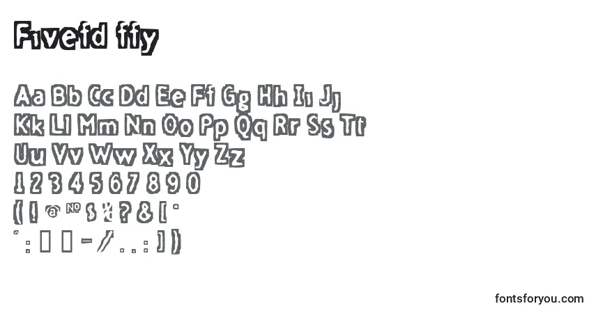 A fonte Fivefd ffy – alfabeto, números, caracteres especiais