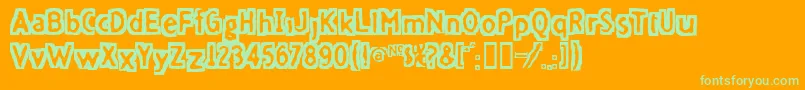 Fivefd ffy-Schriftart – Grüne Schriften auf orangefarbenem Hintergrund