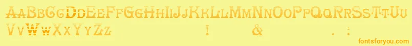 フォントHerrfochGradient – オレンジの文字が黄色の背景にあります。