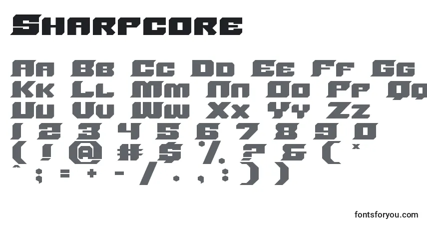 Fuente Sharpcore - alfabeto, números, caracteres especiales