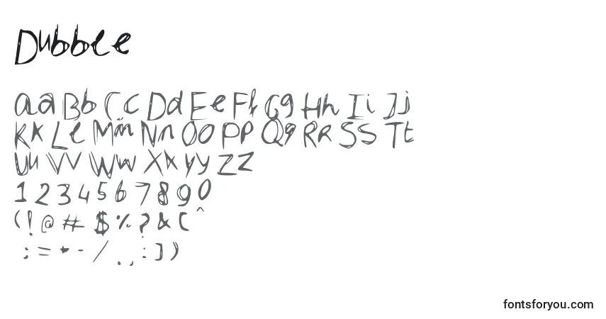 A fonte Dubble – alfabeto, números, caracteres especiais