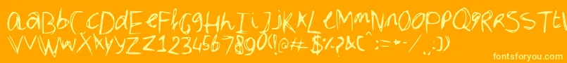 Weitere Informationen zur Dubble-Schriftart Dubble-Schriftart – Gelbe Schriften auf orangefarbenem Hintergrund