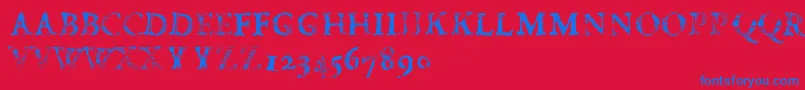 FdCarimboh Font – Blue Fonts on Red Background
