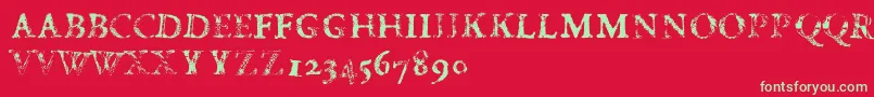 フォントFdCarimboh – 赤い背景に緑の文字