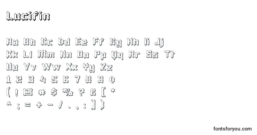 A fonte Lucifin – alfabeto, números, caracteres especiais