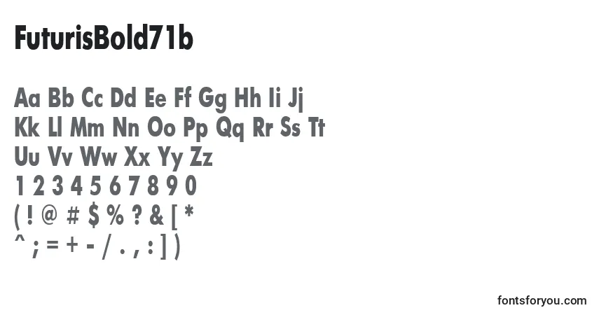 A fonte FuturisBold71b – alfabeto, números, caracteres especiais