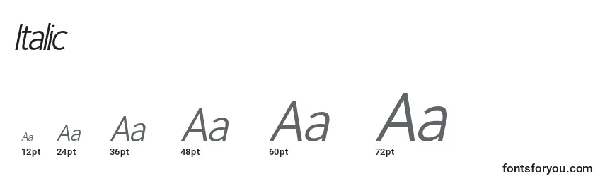 Größen der Schriftart Italic (49394)