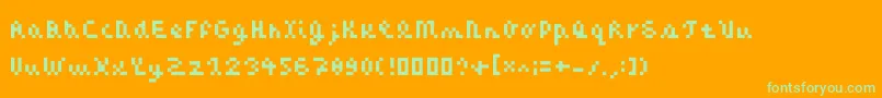 Cazoom-Schriftart – Grüne Schriften auf orangefarbenem Hintergrund