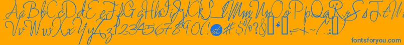 フォントEnchanted ffy – オレンジの背景に青い文字